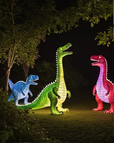 dinosaur line,dinosaurs,landscape lighting,light paint,rubber dinosaur,yard art,animal balloons,party lights,dinosaruio,scale lizards,lightpainting,the park at night,crocodile park,south american alligators,alligator sculpture,vivid sydney,trex,alligators,visual effect lighting,american alligators,Photography,Documentary Photography,Documentary Photography 31