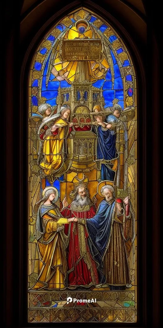 Stained Glass window, gothic, marriage of St Mary and ST Joseph, High Priest, Menorah, Cathedral, Angel,stained glass window,stained glass,stained glass windows,nativity of christ,nativity of jesus,ar