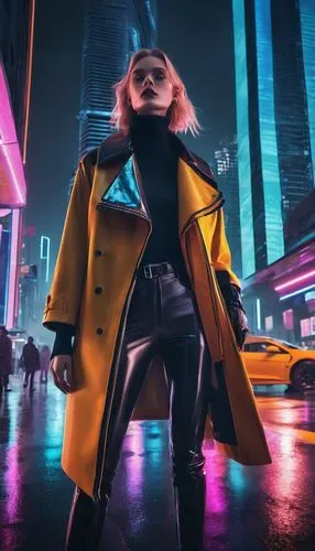 kolin,cyberpunk,domino,neon lights,electropop,futurepop,birds of prey-night,futuristic,nerve,noir,transistor,dazzler,femme fatale,neon arrows,neon,electro,pedestrian,jacket,neon light,metropolis,Photography,Fashion Photography,Fashion Photography 01