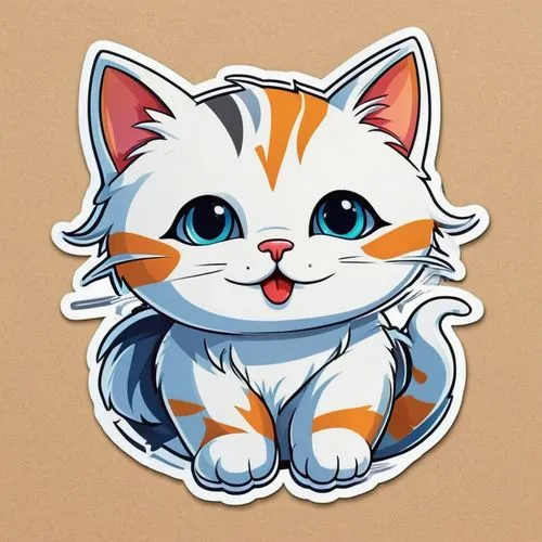 cat vector,cartoon cat,clipart sticker,calico cat,suara,jiwan,Unique,Design,Sticker