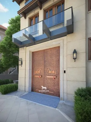 3d rendering,gold stucco frame,exterior decoration,luxury home,house entrance,townhome,luxury property,eifs,inmobiliaria,private house,ivillage,render,luxury real estate,stucco wall,stucco frame,metallic door,modern house,revit,front door,wooden door