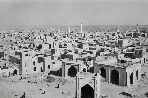 The central Iraqi city of Kerbela is pictured in 1932. It is a holy city for Shi'ite Muslims, and rivals Mecca as a place for pilgrimmage,qasr al kharrana,qasr al watan,quasr al-kharana,ibn tulun,qasr