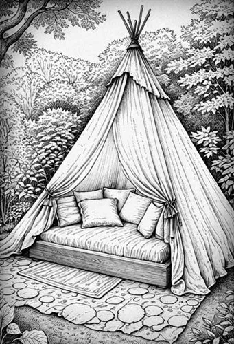 camping tipi,gypsy tent,tent at woolly hollow,indian tent,tent,tepee,Design Sketch,Design Sketch,Detailed Outline