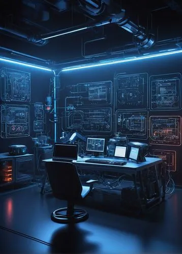 computer room,the server room,cyberscene,computerized,computerworld,blur office background,computer workstation,supercomputer,spaceship interior,computerize,control center,cybernet,computer graphic,ufo interior,computec,computation,computer,supercomputers,control desk,3d background,Illustration,American Style,American Style 14