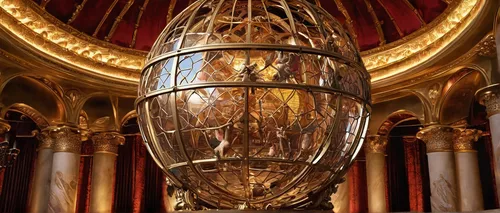 Unearth the genius architect behind the magnificent Vegas sphere.,altar bell,facade lantern,light fixture,art nouveau,illuminated lantern,knight pulpit,art nouveau design,chandelier,medieval hourglass