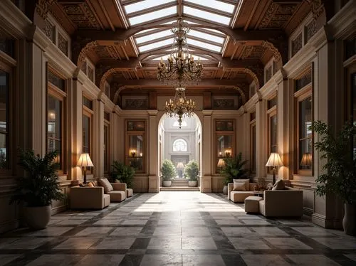 cochere,entrance hall,enfilade,hallway,lobby,neoclassical,corridors,atriums,sapienza,conservatory,palatial,claridges,ornate room,gleneagles hotel,marble palace,ballroom,europe palace,royal interior,rosecliff,apthorp