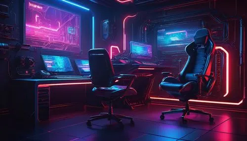 computer room,cyberpunk,neon human resources,new concept arms chair,sci fi surgery room,neon coffee,cyber,ufo interior,neon,neon lights,club chair,futuristic,chairs,game room,throne,neon light,computer desk,scifi,the throne,80's design,Illustration,Retro,Retro 10