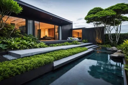 landscape design sydney,landscape designers sydney,garden design sydney,landscaped,modern house,roof landscape,landscaping,tropical house,modern architecture,forest house,beautiful home,tropical greens,asian architecture,luxury property,dunes house,luxury home,dreamhouse,grass roof,pool house,zen garden,Illustration,Realistic Fantasy,Realistic Fantasy 25