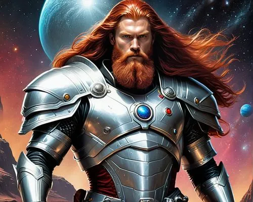 Thor, un explorador pleyadiano ((((él es alto, imponente, tiene la cabellera larga y lisa, de color rojiza, al igual que su barba, viste un traje espacial alienígena de color plata, similar a una arma