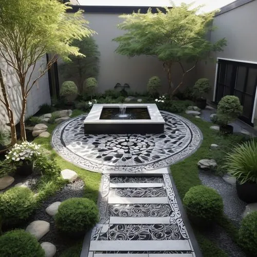 zen garden,japanese zen garden,landscape design sydney,landscape designers sydney,garden design sydney,koi pond,courtyards,landscaped,japanese garden ornament,courtyard,3d rendering,japanese garden,sake gardens,landscaping,render,japan garden,3d render,hardscape,inside courtyard,climbing garden,Illustration,Black and White,Black and White 11