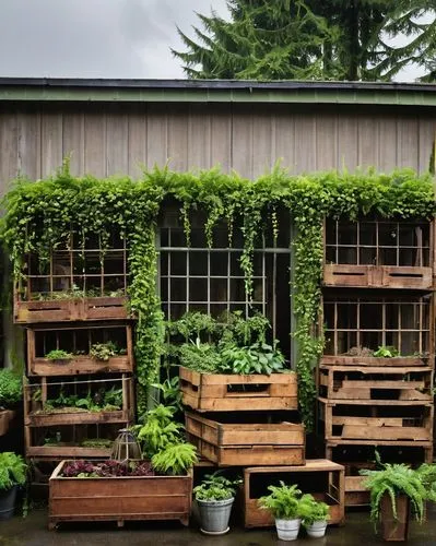 Rustic, earthy tone, architectural salvage yard, Seattle WA, rainy day, cloudy sky, old wooden crates, distressed metal gates, reclaimed lumber, vintage windows, antique doors, eclectic mix of salvage