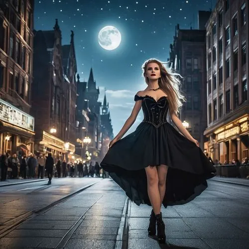 celtic woman,queen of the night,moonwalked,lady of the night,gothic dress,tarja,Photography,General,Realistic