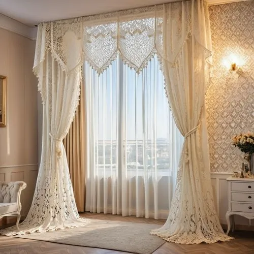 lace curtains,bridal suite,ornate room,window curtain,curtains,victorian room,Photography,General,Realistic