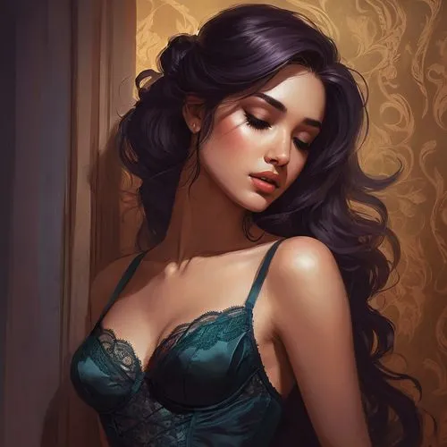 jasmine,romantic portrait,fantasy portrait,victorian lady,jasmine blue,persian,la violetta,rapunzel,fantasy art,femme fatale,digital painting,jasmine blossom,cinderella,female beauty,evening dress,lady of the night,fantasy woman,elegant,young woman,ivy,Conceptual Art,Fantasy,Fantasy 17