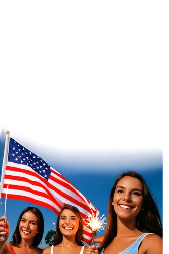 American flag, waving, Independence Day, July 4th, fireworks exploding in sky, night scene, vibrant colors, smoke trails, festive atmosphere, people celebrating, hands holding sparklers, smiling faces