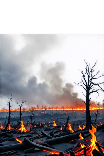 Dark, eerie atmosphere, hellish landscape, fiery flames, lava flows, charred trees, skulls, bones, demonic creatures, pitchforks, torture racks, burning souls, screaming faces, dark smoke, ominous clo