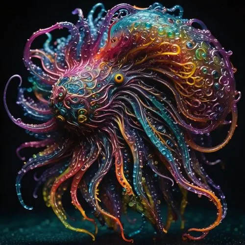 zoa,fun octopus,colorful pasta,medusahead,medusae,octopus,octopus tentacles,colorful spiral,fractalius,calambro,kraken,cnidaria,deepsea,medusa,rainbow waves,cephalopod,colorful glass,nauplii,metazoan,coral swirl,Illustration,Realistic Fantasy,Realistic Fantasy 47