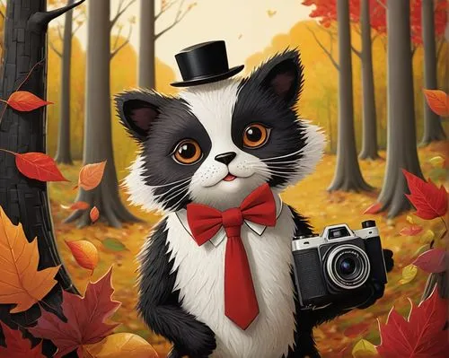 autumn photo session,camera illustration,autumn background,cartoon cat,tuxedo,photographer,autumn theme,animals play dress-up,cat portrait,halloween cat,paparazzo,autumn icon,pet portrait,palmerston,alberty,taking photo,tuxedo just,tuxedoes,cat cartoon,vintage cat,Art,Artistic Painting,Artistic Painting 29