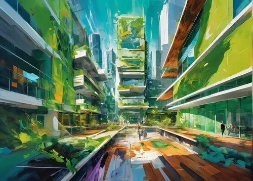 cybercity,colorful city,cybertown,cityscape,hypermodern,microdistrict,urbanworld,city blocks,futuristic landscape,skyways,urban landscape,arcology,cityzen,city scape,urban,cyberport,metropolis,scampia,cyberscene,urbanization,Conceptual Art,Oil color,Oil Color 20