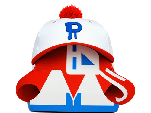 Phillies clip art, baseball team logo, red Philadelphia Phillies hat, white and blue uniform, bold font letter "P", golden trim, shiny metallic material, 3D raised effect, front-facing angle, soft foc