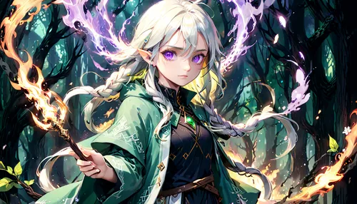 fire poker flower,sword lily,elven,kado,summoner,flame spirit,mage,nine-tailed,water-the sword lily,dragon li,sorceress,umiuchiwa,fire background,howl,fae,wiz,fire siren,dragon of earth,dragon fire,fire master,Anime,Anime,General