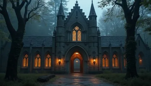 haunted cathedral,gothic church,forest chapel,black church,little church,witch's house,cathedral,sunken church,ravenloft,wooden church,the black church,witch house,gothic,gothic style,hall of the fallen,ghost castle,old graveyard,mausolea,chapels,monastery,Photography,General,Realistic