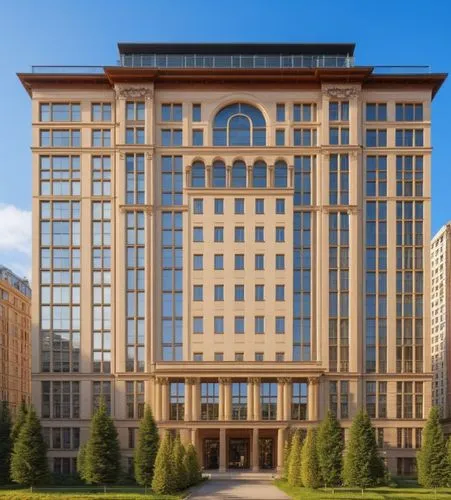 an office building with three floors and three entrances,mgimo,kempinski,uob,reichsluftfahrtministerium,undersecretariat,bundesministerium,Photography,General,Realistic