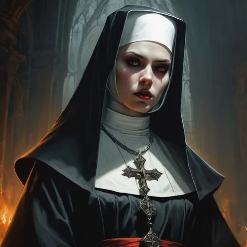 nun,the nun,carmelite order,nuns,seven sorrows,benedictine,priest,gothic portrait,the prophet mary,carthusian,nuncio,archimandrite,catholicism,the abbot of olib,priestess,mary 1,convent,portrait of christi,haunted cathedral,the magdalene,Conceptual Art,Fantasy,Fantasy 12