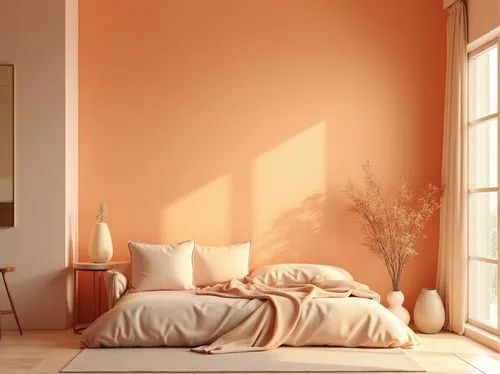 Apricot color, vibrant warm tone, pastel hues, gentle gradient, soft texture, elegant material, modern minimalist design, Scandinavian style, interior decoration, home furnishings, accent walls, decor