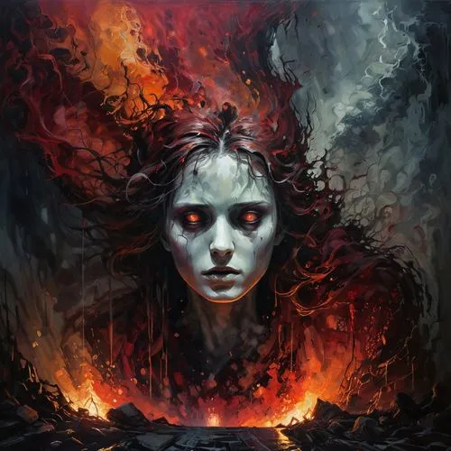 infernal,melisandre,fire siren,hecate,siggeir,witchfire,Conceptual Art,Oil color,Oil Color 11