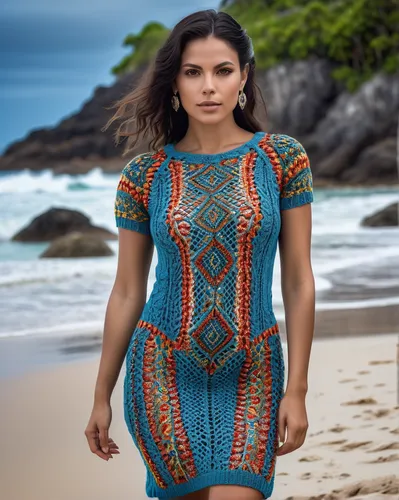 social,brazilianwoman,polynesian girl,moana,peruvian women,farofa,mahé,crochet pattern,polynesian,latina,ghana,lisbeth sao,beach background,ethnic design,african woman,benin,hula,damiana,lei,sheath dress,Photography,General,Realistic