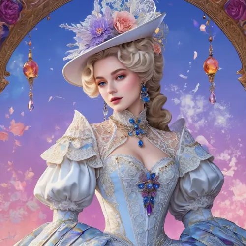 cinderella,disney rose,rococo,fantasy portrait,victorian lady,fairy tale character,rapunzel,elsa,portrait background,suit of the snow maiden,princess sofia,la violetta,romantic portrait,fantasia,queen of hearts,the carnival of venice,disney character,white rose snow queen,alice,rosa 'the fairy,Illustration,Realistic Fantasy,Realistic Fantasy 20