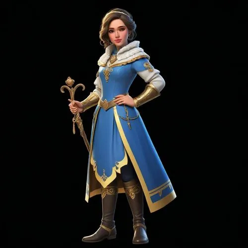 an animation character that is wearing a blue costume and holding a ss sword,anduin,lehzen,jaina,ruzowitzky,joan of arc,cleric