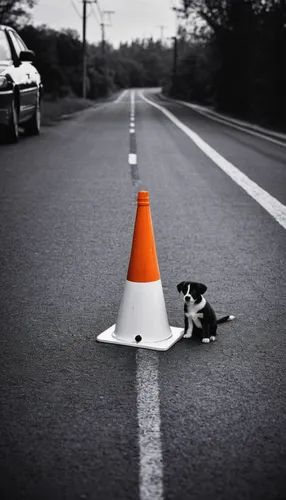 Write a heartwarming story about a road cone that helps a lost puppy find its way home.,road cone,safety cone,vlc,traffic cone,traffic cones,cone,school cone,cones,cone and,road marking,roadworks,road