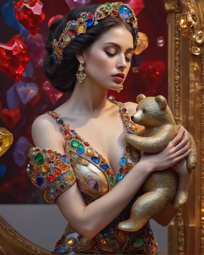 fantasy portrait,fantasy art,girl with dog,cinderella,woman frog,romantic portrait,fantasy picture,rococo,whimsical animals,rapunzel,girl with bread-and-butter,fairy tale character,painter doll,girl in a wreath,bodypainting,orientalism,fairytale characters,world digital painting,victorian lady,3d fantasy,Photography,General,Natural