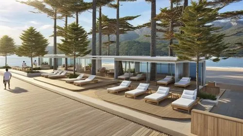 lefay,oceanfront,beachfront,penthouses,wooden decking,wood deck,sundeck,decking,amanresorts,3d rendering,roof terrace,holiday villa,renderings,beach resort,shorefront,seaside view,snohetta,chalet,resort,fresnaye,Photography,General,Realistic