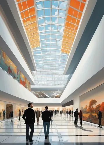 futuristic art museum,hall of nations,pinakothek,louvre,daylighting,louvre museum,art gallery,kimbell,art museum,galleria,skylights,atriums,stedelijk,etfe,kunstmuseum,skywalks,skywalk,gallerie,boijmans,museums,Conceptual Art,Oil color,Oil Color 04