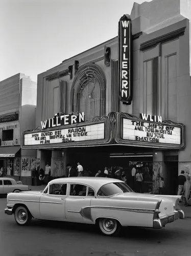 theatre marquee,movie palace,pitman theatre,1955 montclair,alabama theatre,1950s,warner theatre,fox theatre,old cinema,chrysler windsor,vintage photo,smoot theatre,edsel,cinema,dupage opera theatre,vintage 1950s,atlas theatre,1950's,movie theatre,ohio theatre,Photography,Black and white photography,Black and White Photography 14