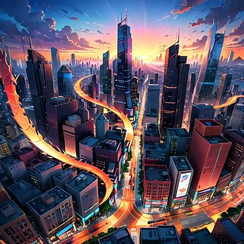 superhighways,city highway,megapolis,cybercity,megacities,fantasy city,Anime,Anime,Traditional