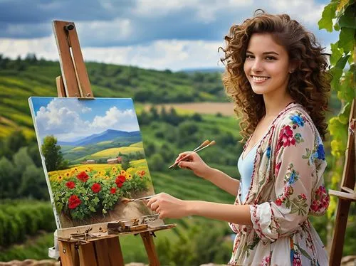 italian painter,painting technique,photo painting,flower painting,art painting,landscape background,meticulous painting,painter,post impressionism,post impressionist,painting,oil painting,girl picking flowers,girl in flowers,paint a picture,creative background,artist,artist portrait,romantic portrait,paintings,Illustration,Realistic Fantasy,Realistic Fantasy 10