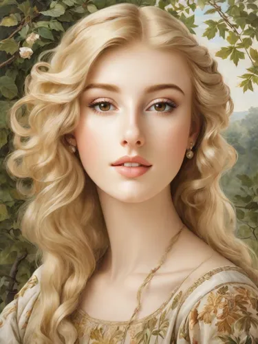 jessamine,fantasy portrait,rapunzel,mystical portrait of a girl,romantic portrait,fairy tale character,celtic woman,portrait background,celtic queen,young woman,blonde woman,portrait of a girl,faery,emile vernon,blond girl,fantasy art,faerie,young lady,fairy queen,eglantine