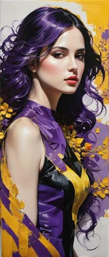 la violetta,painting technique,viola,art painting,violet,meticulous painting,glass painting,sprint woman,purple and gold,italian painter,fantasy woman,oil painting on canvas,purple background,purple,painting work,ipê-purple,daphne,illustrator,no purple,gold and purple,Conceptual Art,Fantasy,Fantasy 03