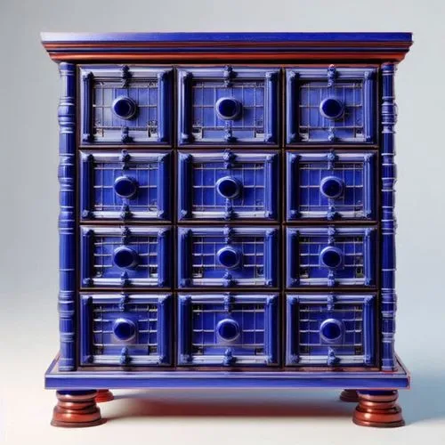 an extremely elaborate blue wooden dresser with many compartments,tansu,drawers,chest of drawers,abacus,biedermeier,humidor,wine rack,minibar,cabinet,music chest,orchestrion,niedermeier,storage cabine