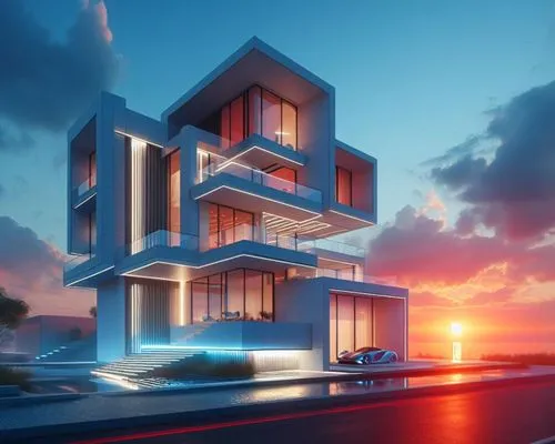 sun,cubic house,modern architecture,sky apartment,cube house,cube stilt houses,modern house,contemporary,3d rendering,futuristic architecture,frame house,residential tower,arhitecture,modern building,