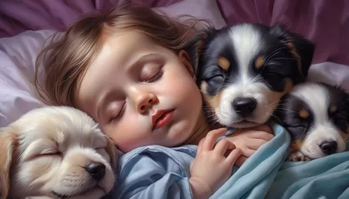 collies,australian shepherd,landseer,spaniels,puppies,dog breed,Illustration,Realistic Fantasy,Realistic Fantasy 30