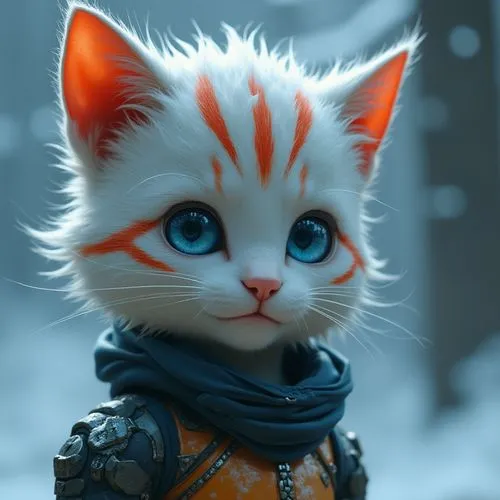 cat warrior,kittani,ginger kitten,cat with blue eyes,garrison,cute cat