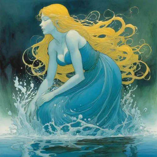 amphitrite,sirene,naiad,water nymph,fathom,sirena,Illustration,Realistic Fantasy,Realistic Fantasy 04