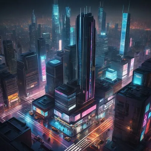 cybercity,cybertown,megapolis,cyberport,coruscant,black city,microdistrict,metropolis,cyberpunk,urbanworld,oscorp,cityzen,city at night,cityscape,cyberworld,fantasy city,shadowrun,megacorporation,futuristic landscape,city blocks,Art,Artistic Painting,Artistic Painting 28