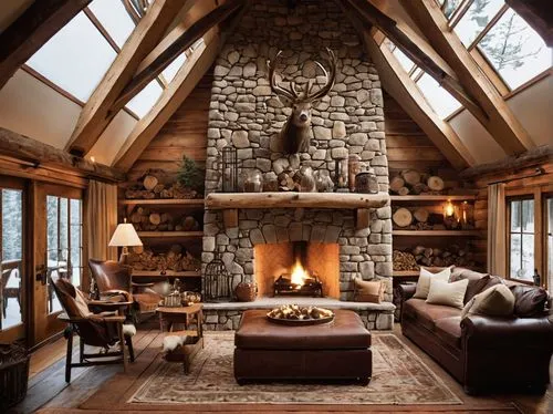 fire place,log home,the cabin in the mountains,fireplace,fireplaces,log cabin,rustic aesthetic,alpine style,log fire,coziness,warm and cozy,coziest,family room,cozier,snow house,wooden beams,beautiful home,rustic,cabin,great room,Illustration,Realistic Fantasy,Realistic Fantasy 09