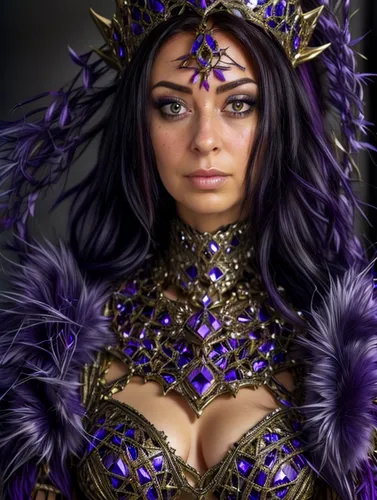 fantasy woman,sorceress,celtic queen,the enchantress,warrior woman,queen of the night,fantasy portrait,female warrior,purple,goddess of justice,violet head elf,fantasy art,miss circassian,huntress,purple and gold,gold and purple,artemisia,fantasy warrior,queen cage,fantasy picture